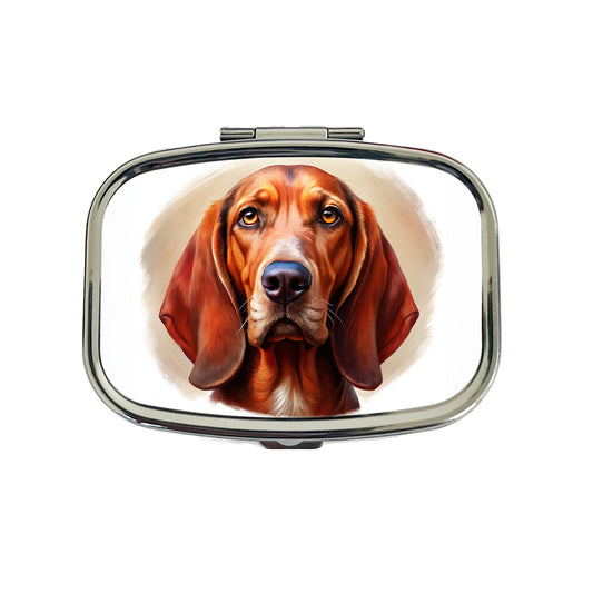 Redbone Coonhound Dog Illustration Travel Pill Box Case