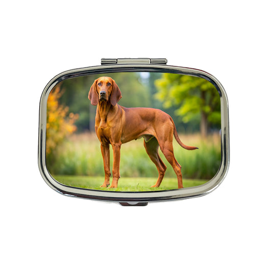 Redbone Coonhound Dog Photo Travel Pill Box Case