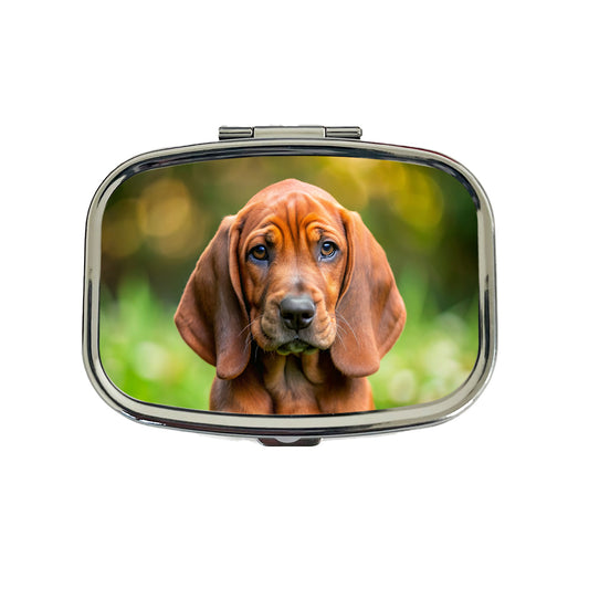 Redbone Coonhound Dog Puppy Photo Travel Pill Box Case