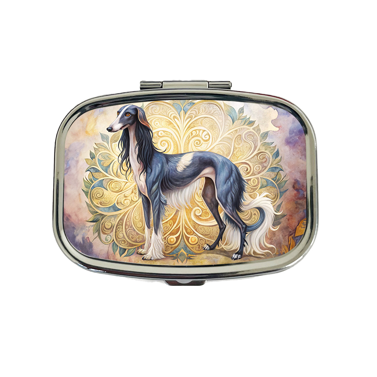 Saluki Dog Art Nouveau Travel Pill Box Case