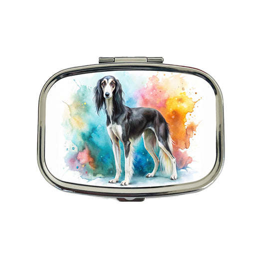 Saluki Dog Watercolor Style Travel Pill Box Case
