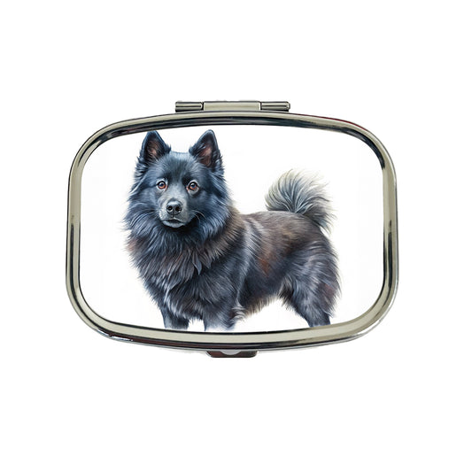 Schipperke Dog Illustration Travel Pill Box Case