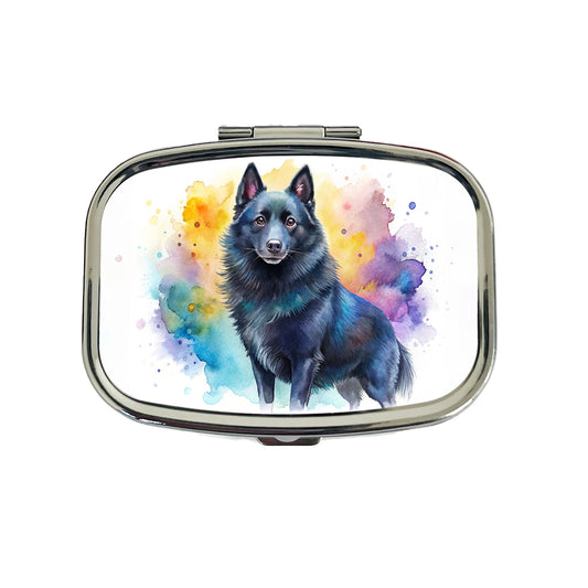 Schipperke Dog Watercolor Style Travel Pill Box Case