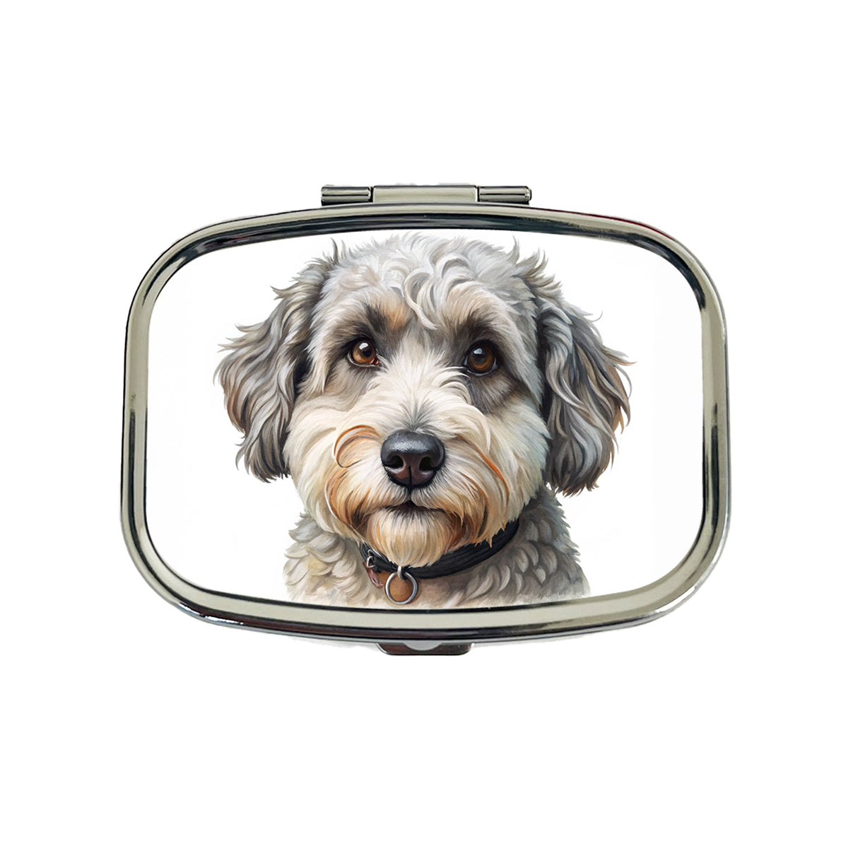 Schnoodle Dog Illustration Travel Pill Box Case