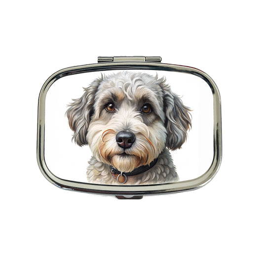 Schnoodle Dog Illustration Travel Pill Box Case