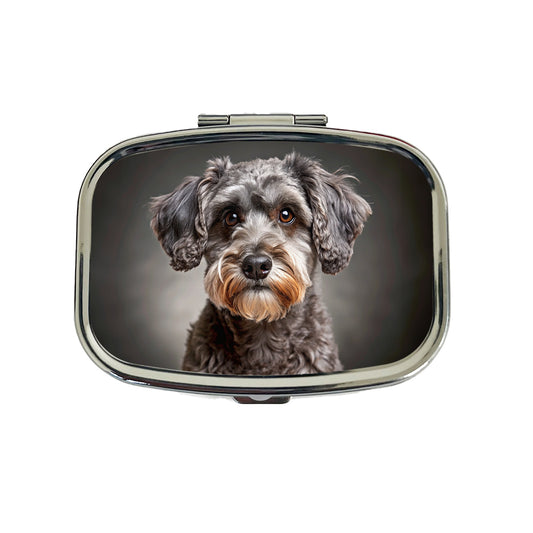Schnoodle Dog Photo Travel Pill Box Case