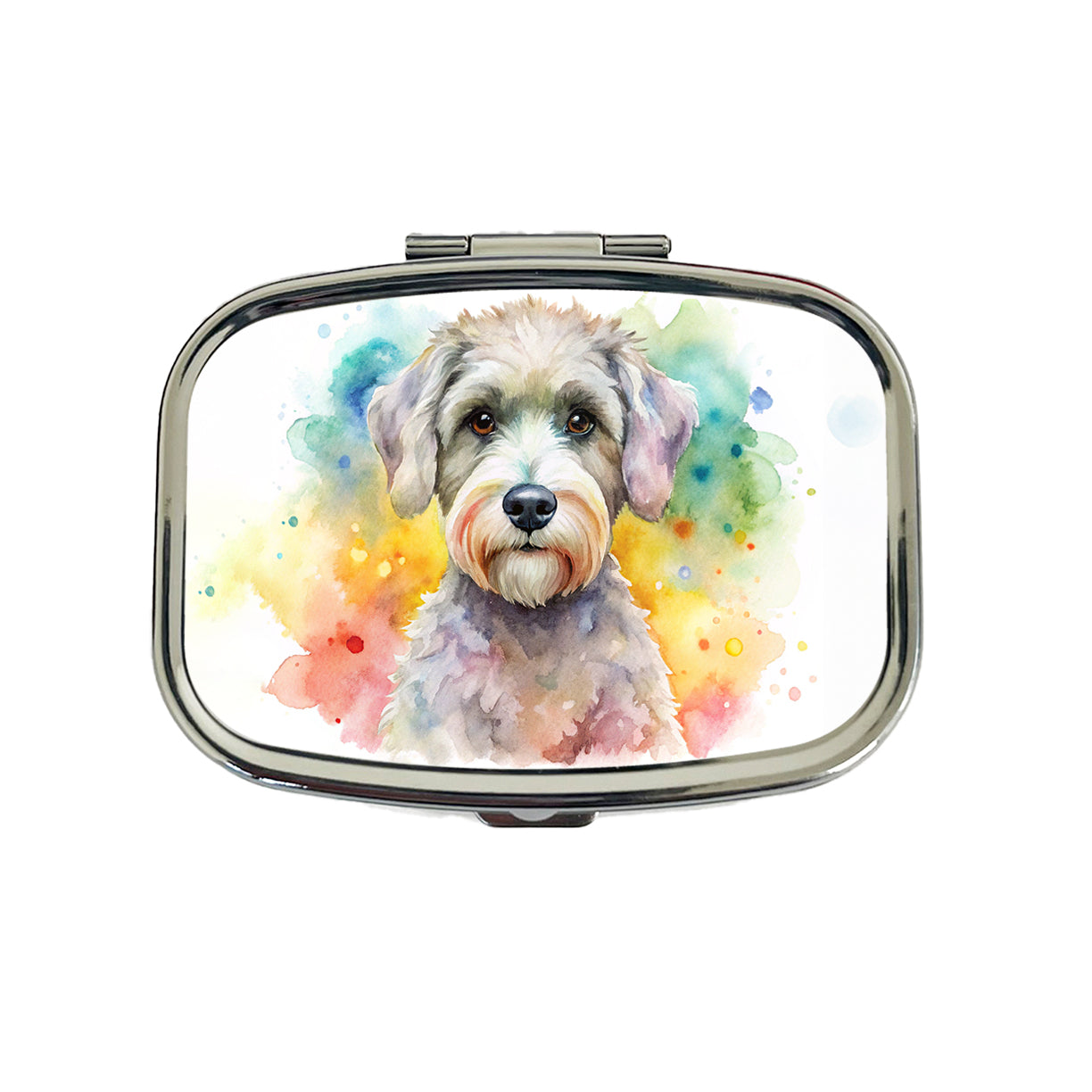 Schnoodle Dog Watercolor Style Travel Pill Box Case