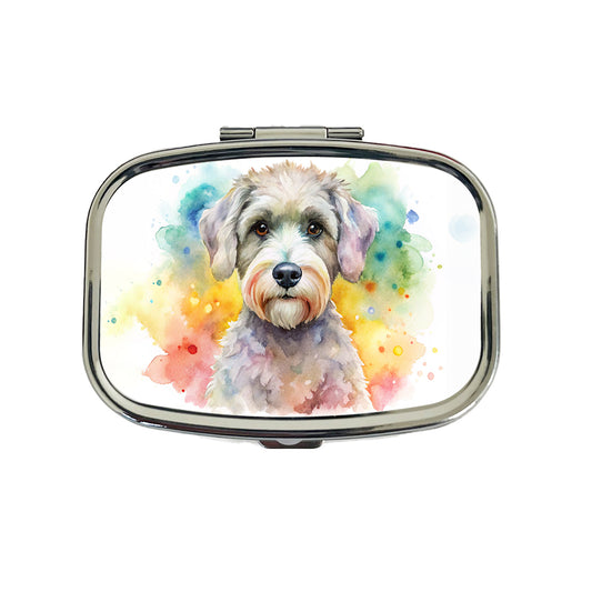 Schnoodle Dog Watercolor Style Travel Pill Box Case