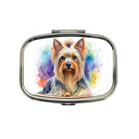 Silky Terrier Dog Watercolor Style Travel Pill Box Case