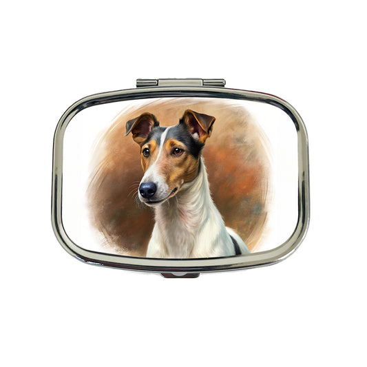 Smooth Fox Terrier Dog Illustration Travel Pill Box Case