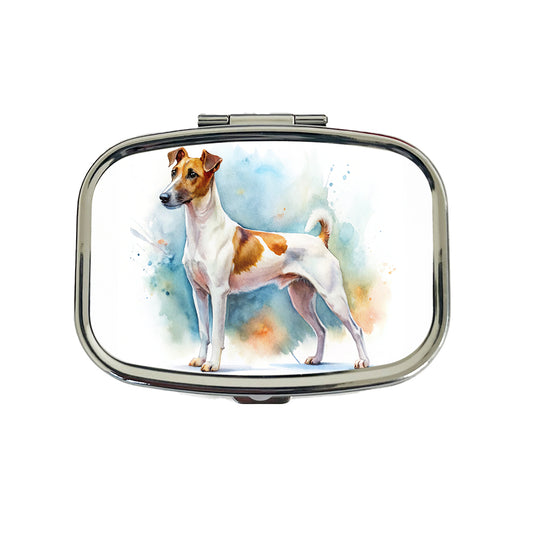 Smooth Fox Terrier Dog Watercolor Style Travel Pill Box Case