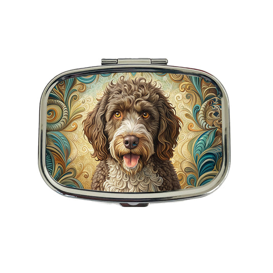 Spanish Water Dog Art Nouveau Travel Pill Box Case