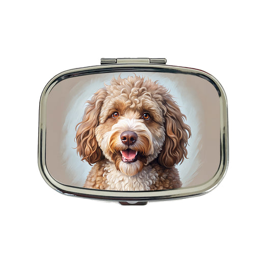 Spanish Water Dog Illustration Travel Pill Box Case