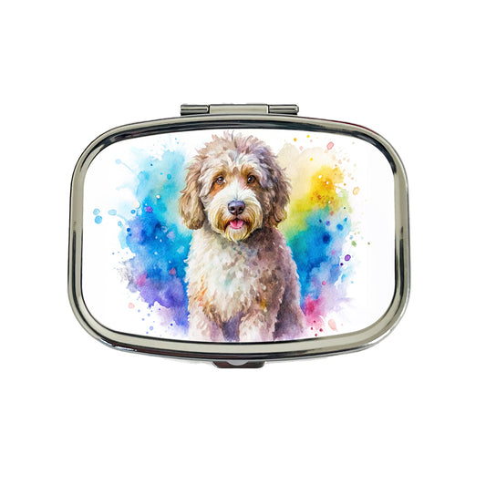 Spanish Water Dog Watercolor Style Travel Pill Box Case