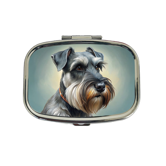 Standard Schnauzer Dog Illustration Travel Pill Box Case
