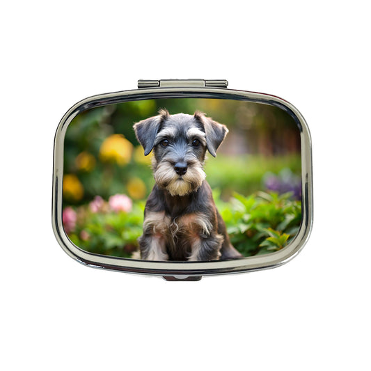Standard Schnauzer Dog Puppy Photo Travel Pill Box Case