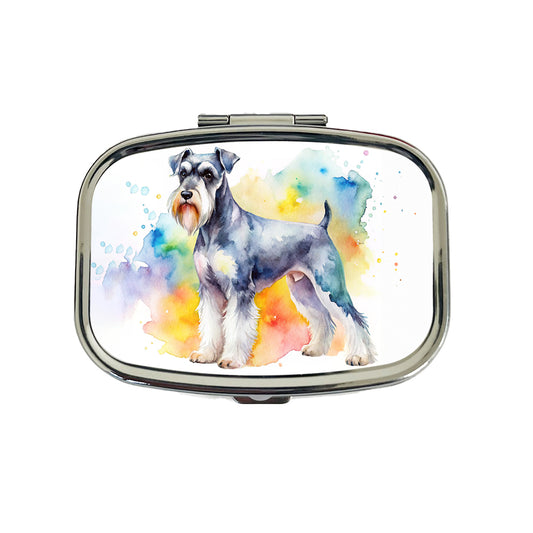 Standard Schnauzer Dog Watercolor Style Travel Pill Box Case
