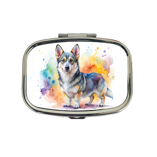 Swedish Vallhund Dog Watercolor Style Travel Pill Box Case