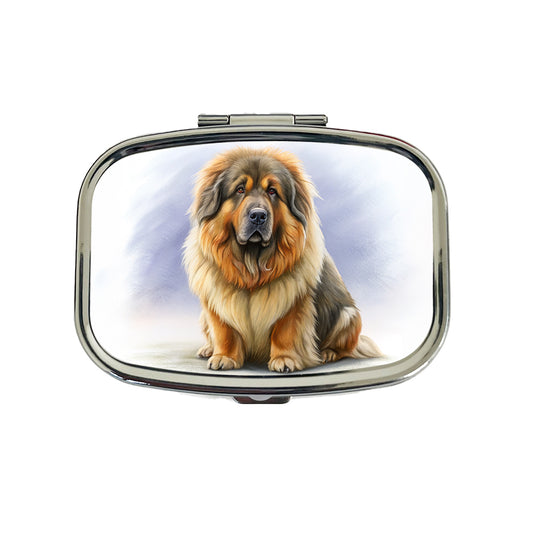 Tibetan Mastiff Dog Illustration Travel Pill Box Case