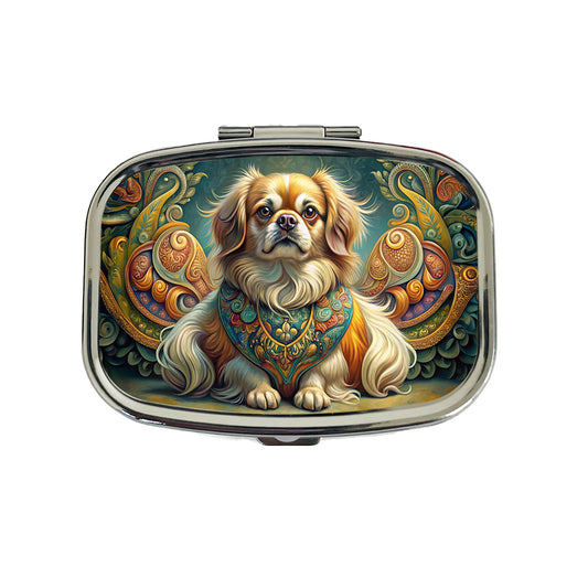Tibetan Spaniel Dog Art Nouveau Travel Pill Box Case