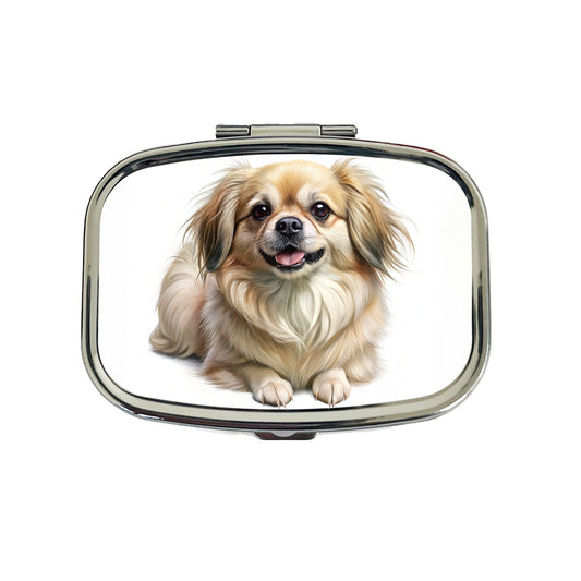 Tibetan Spaniel Dog Illustration Travel Pill Box Case
