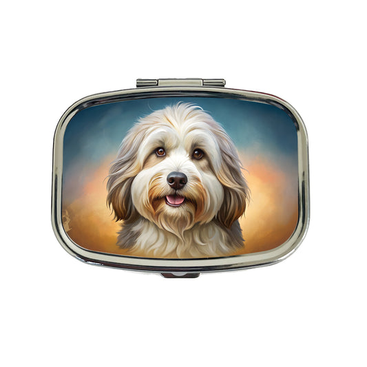 Tibetan Terrier Dog Illustration Travel Pill Box Case