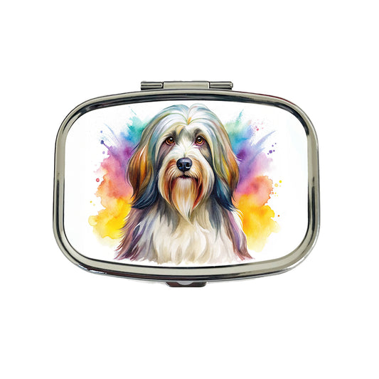 Tibetan Terrier Dog Watercolor Style Travel Pill Box Case