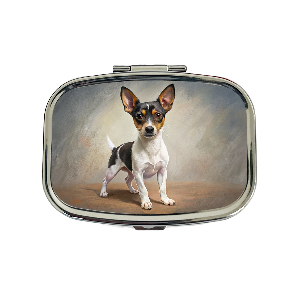 Toy Fox Terrier Dog Illustration Travel Pill Box Case