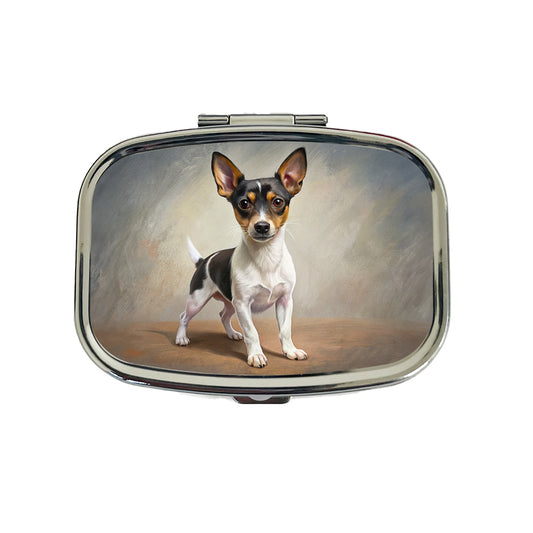 Toy Fox Terrier Dog Illustration Travel Pill Box Case