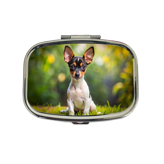 Toy Fox Terrier Dog Puppy Photo Travel Pill Box Case