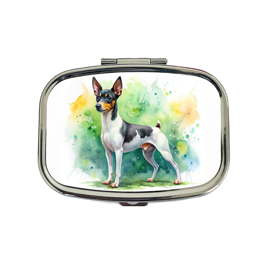 Toy Fox Terrier Dog Watercolor Style Travel Pill Box Case