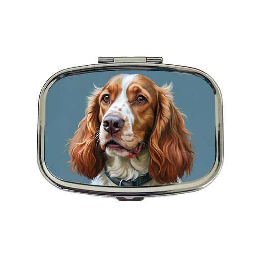 Welsh Springer Spaniel Dog Illustration Travel Pill Box Case