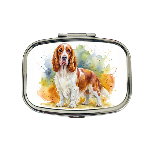 Welsh Springer Spaniel Dog Watercolor Style Travel Pill Box Case