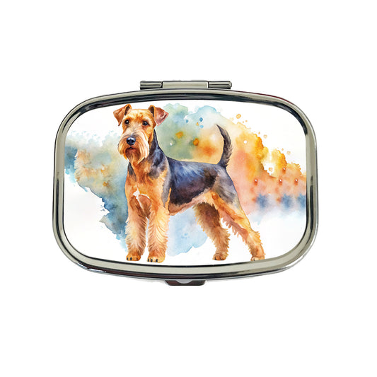 Welsh Terrier Dog Watercolor Style Travel Pill Box Case