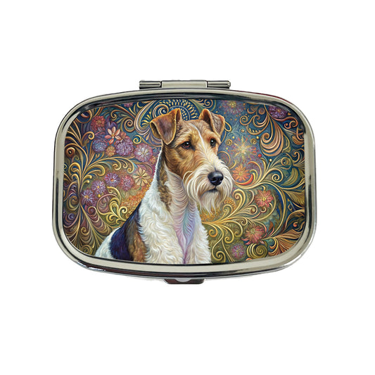 Wire Fox Terrier Dog Art Nouveau Travel Pill Box Case