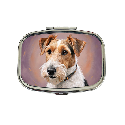 Wire Fox Terrier Dog Illustration Travel Pill Box Case