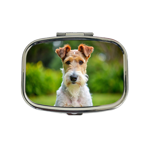 Wire Fox Terrier Dog Photo Travel Pill Box Case