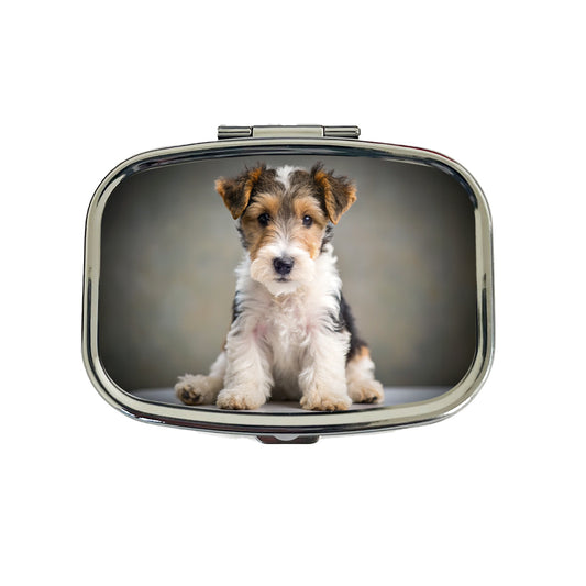 Wire Fox Terrier Dog Puppy Photo Travel Pill Box Case