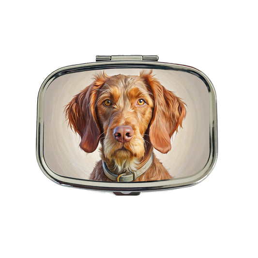 Wirehaired Vizsla Dog Illustration Travel Pill Box Case