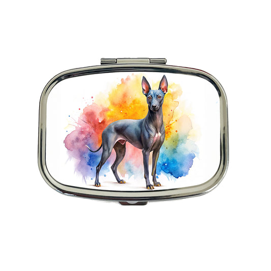 Xoloitzcuintli Xolo Mexican Hairless Dog Watercolor Style Travel Pill Box Case