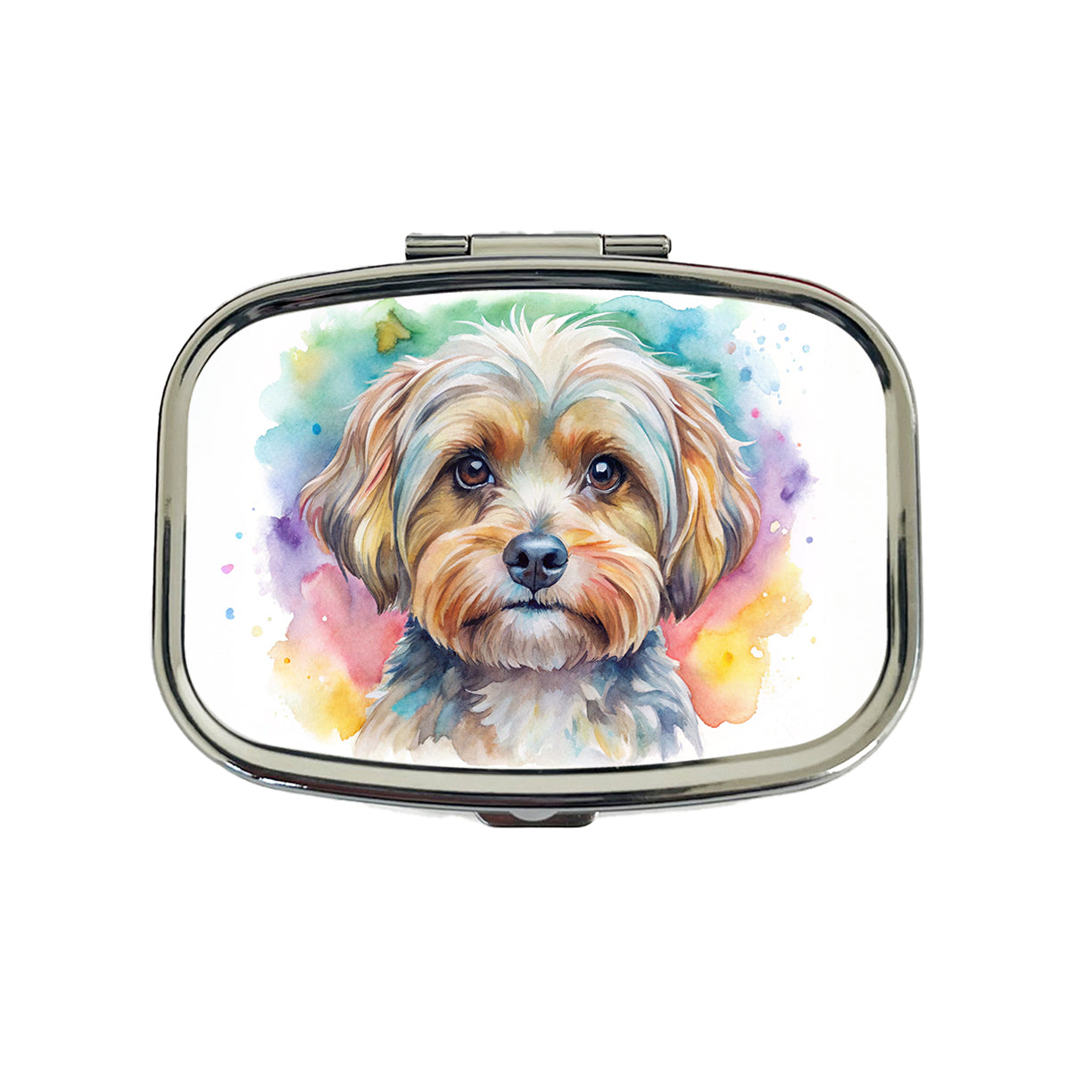 Yorkipoo Dog Watercolor Style Travel Pill Box Case