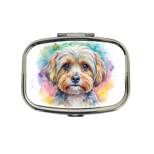Yorkipoo Dog Watercolor Style Travel Pill Box Case
