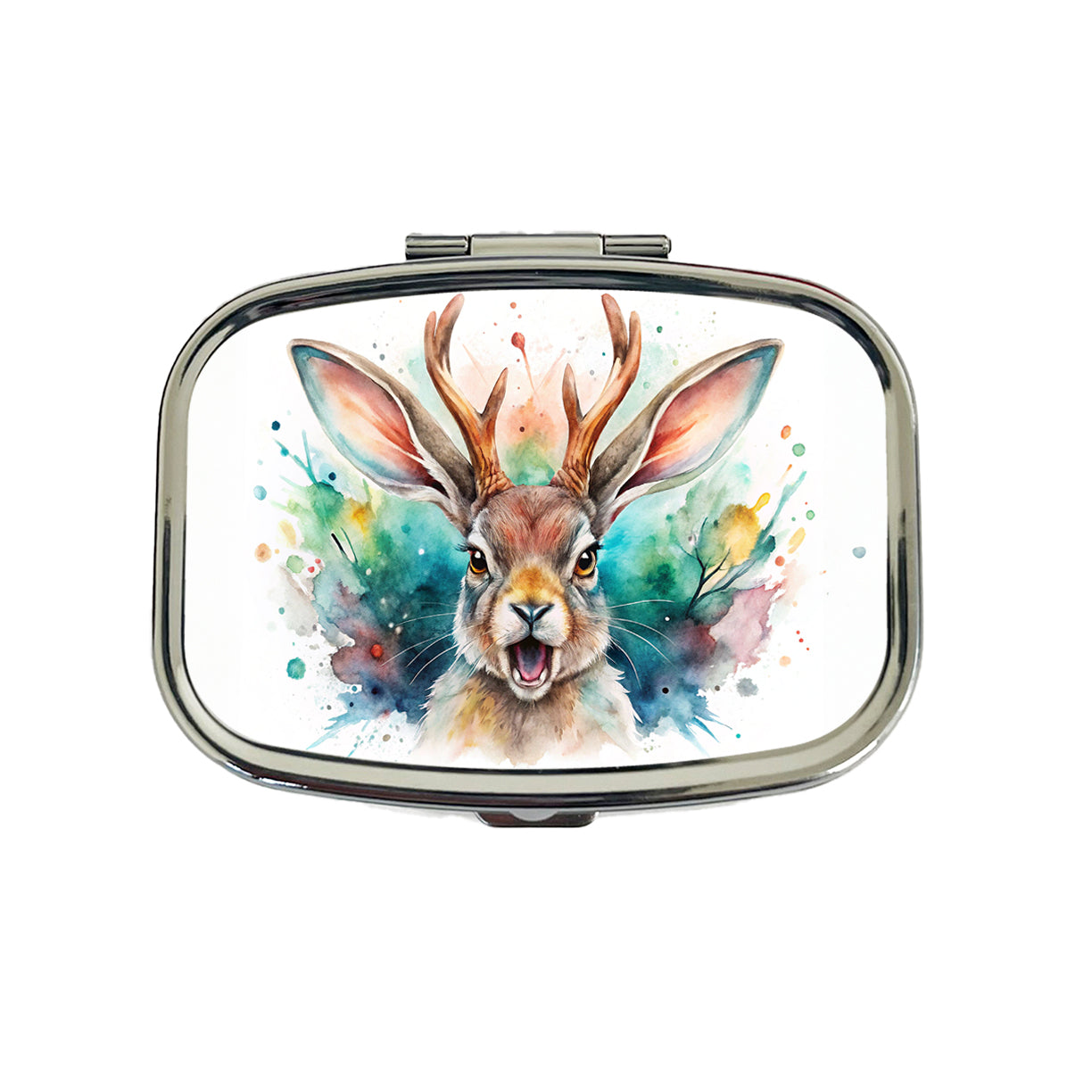 Angry Jackalope Watercolor Travel Pill Box Case