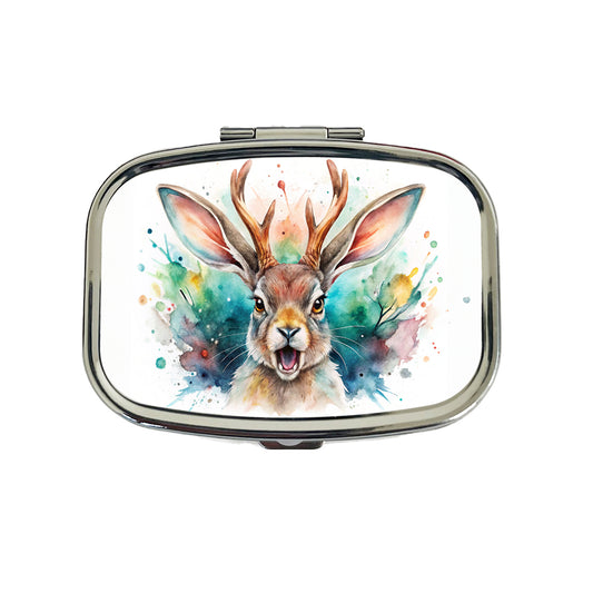 Angry Jackalope Watercolor Travel Pill Box Case