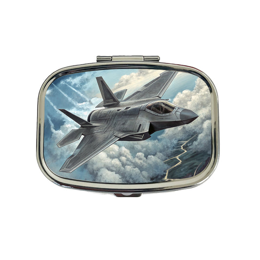 F-35 in Cloudy Sky US Air Force Navy Marines Plane Travel Pill Box Case