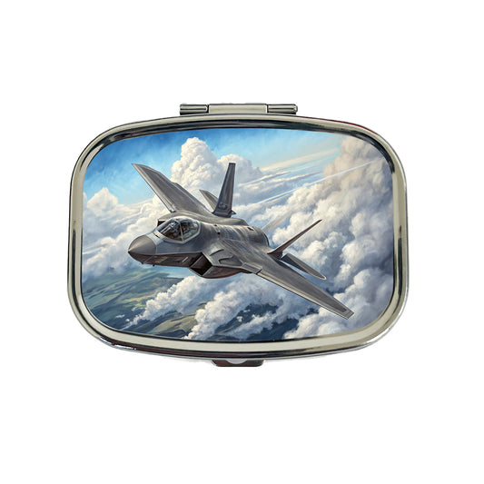 F-35 Lightning II Plane in Flight US Air Force Navy Marines Travel Pill Box Case