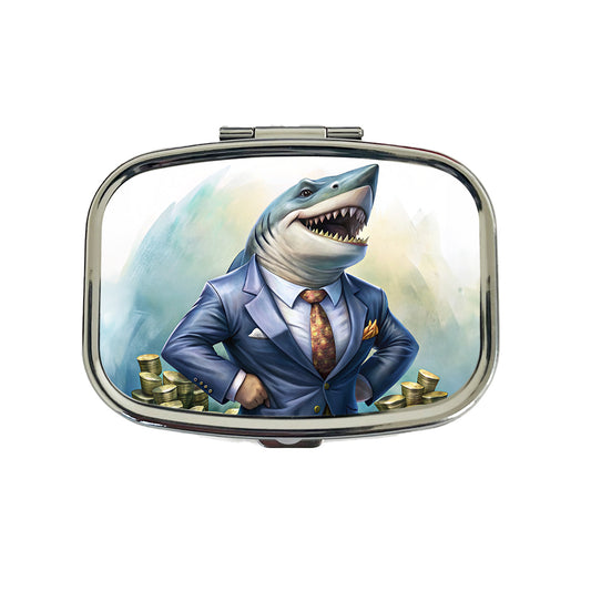 Funny Business Loan Shark Wearing A Suit With Money Travel Pill Box Case