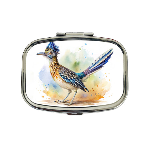 Greater Roadrunner New Mexico State Bird Watercolor Travel Pill Box Case