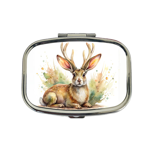 Jackalope Watercolor Travel Pill Box Case