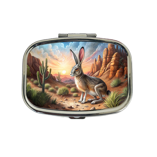 Jackrabbit In Desert Travel Pill Box Case